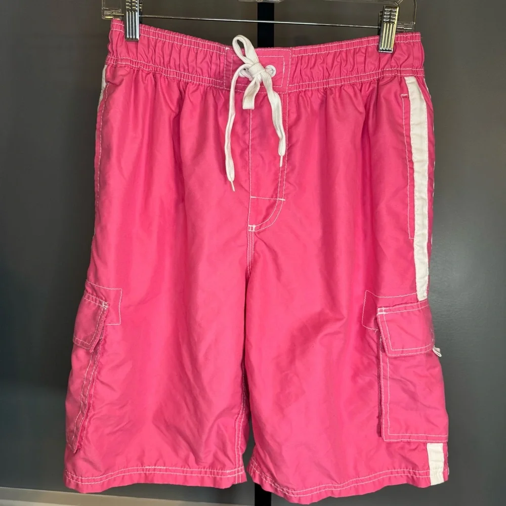 Kanu Surf Pink Board Shorts Swim‎ Trunks Cargo Pockets Medium